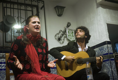 Rosa de la María y José Luis Antolí en la Peña Rincón Flamenco.Foto: Toni Blanco