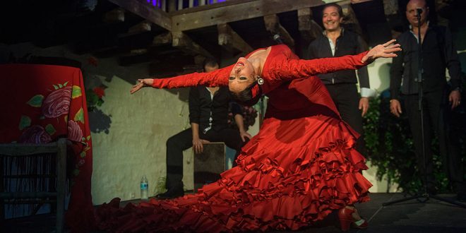 La bailaora Lola Pérez en una actuación en el Centro Flamenco Fosforito. Foto: Toni Blanco.