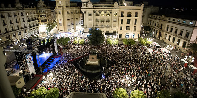 Vista panorámica de la Plaza de las Tendillas durante la acutación del Ballet Flamenco de Andalucía. Foto: M. Valverde.