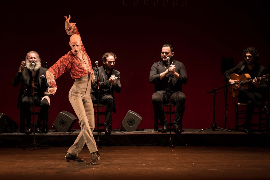 La bailaor Hugo López, durante uno de los momentos de su actuación en la final del Concurso Nacional de Arte Flamenco de Córdoba 2019. Foto: M. Valverde.