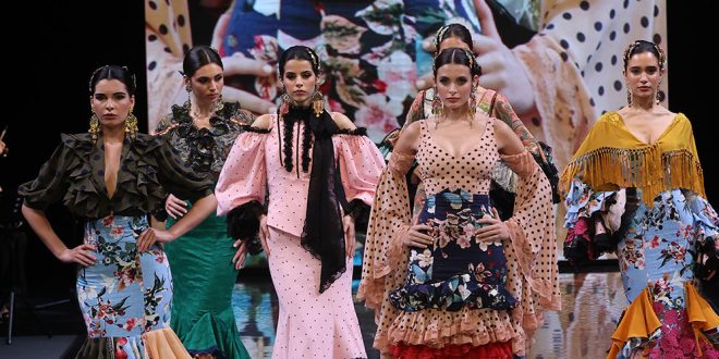 Simof 2024. Aurora Gaviño. Moda flamenca. Trajes de flamenca. Complementos de flamenca.