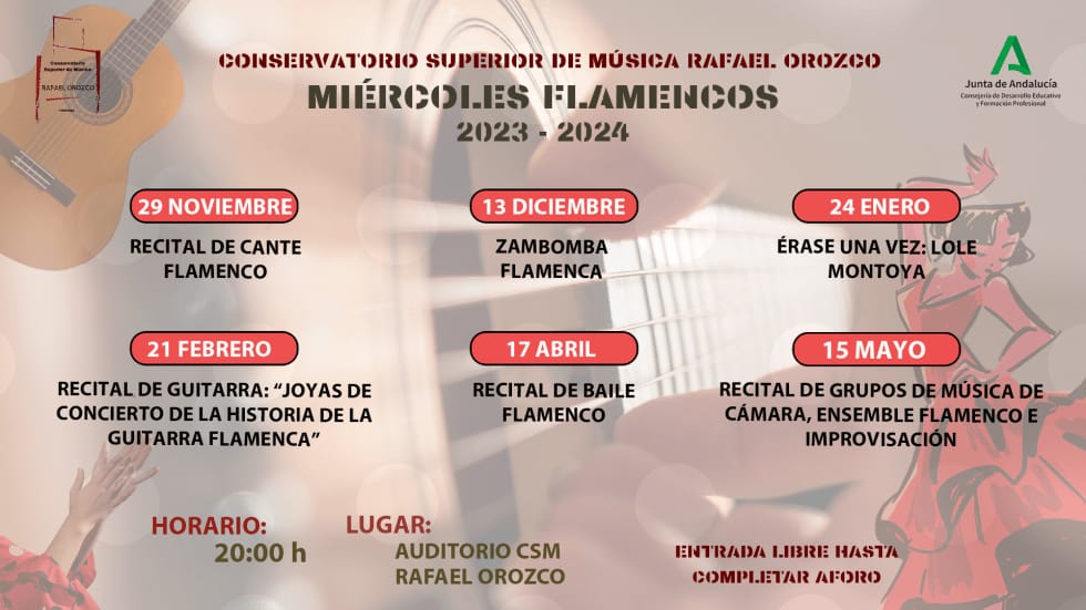 CSM Rafael Orozco | Miércoles flamencos @ Auditorio Conservatorio Superior Música Rafael Orozco | Córdoba | Andalucía | España